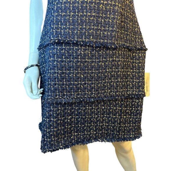 Sail to Sable Fringe Trim Wool Blend Fit & Flare Navy Dress MSRP $288 Size M NWT - Picture 2 of 8